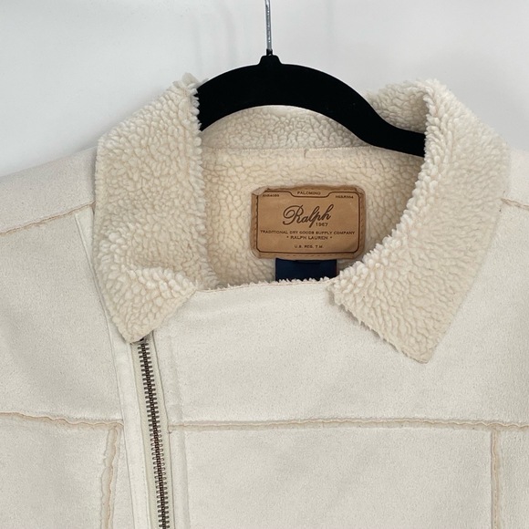 Ralph Lauren Women's Chic Edgy Moto Biker Faux Shearling Vintage Jacket Size S - Picture 3 of 11